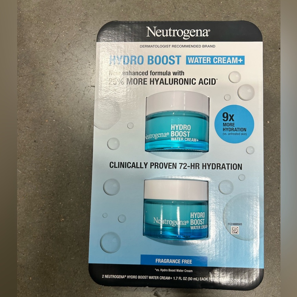 NEW Neutrogena Hydro Boost Water Cream with Hyaluronic Acid fragrance free x2